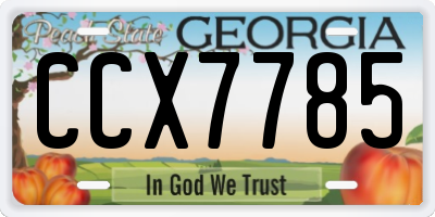 GA license plate CCX7785