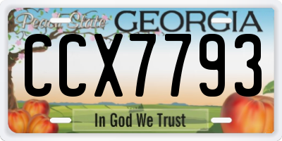 GA license plate CCX7793