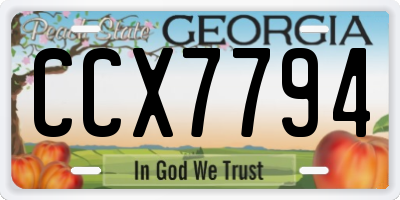 GA license plate CCX7794