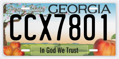 GA license plate CCX7801