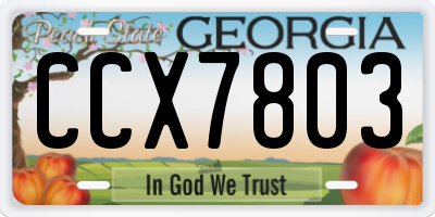 GA license plate CCX7803