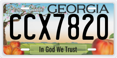 GA license plate CCX7820