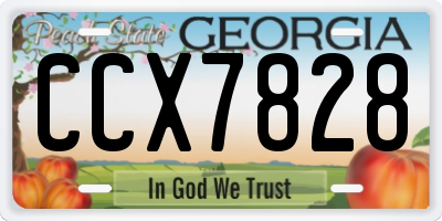 GA license plate CCX7828