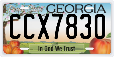 GA license plate CCX7830