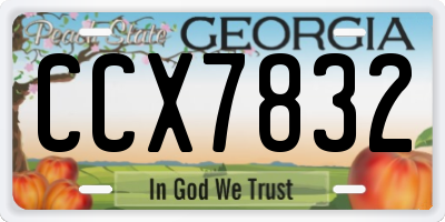 GA license plate CCX7832