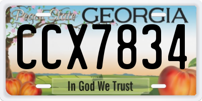 GA license plate CCX7834