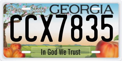 GA license plate CCX7835