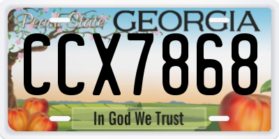 GA license plate CCX7868