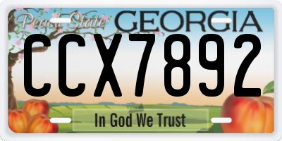 GA license plate CCX7892