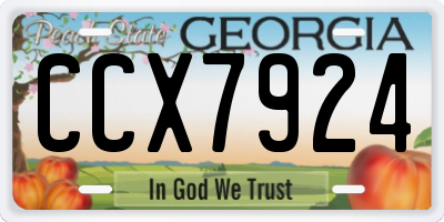GA license plate CCX7924
