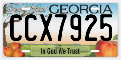 GA license plate CCX7925