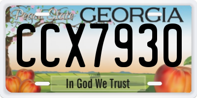 GA license plate CCX7930