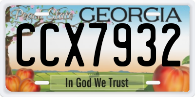 GA license plate CCX7932