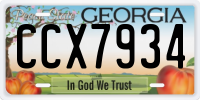 GA license plate CCX7934
