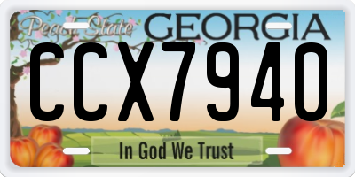 GA license plate CCX7940