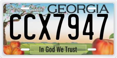 GA license plate CCX7947