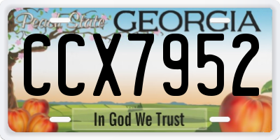 GA license plate CCX7952