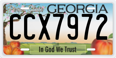 GA license plate CCX7972