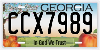 GA license plate CCX7989