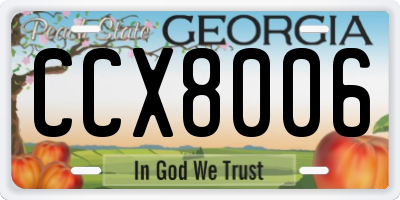 GA license plate CCX8006