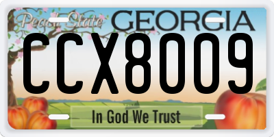 GA license plate CCX8009