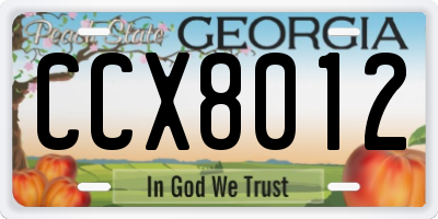 GA license plate CCX8012
