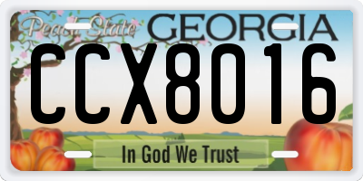 GA license plate CCX8016