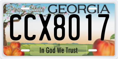 GA license plate CCX8017