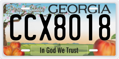 GA license plate CCX8018