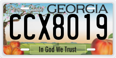 GA license plate CCX8019
