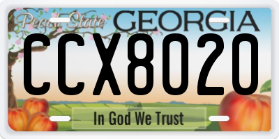 GA license plate CCX8020