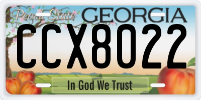 GA license plate CCX8022