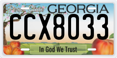 GA license plate CCX8033