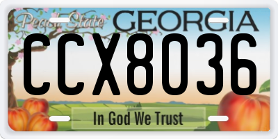 GA license plate CCX8036