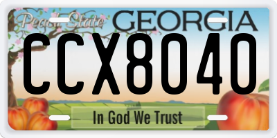 GA license plate CCX8040