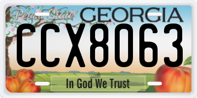 GA license plate CCX8063