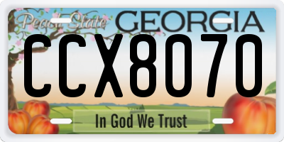 GA license plate CCX8070
