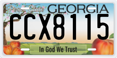 GA license plate CCX8115