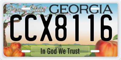 GA license plate CCX8116