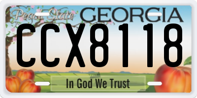 GA license plate CCX8118