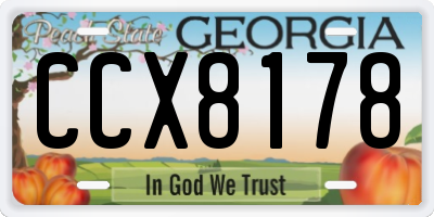 GA license plate CCX8178