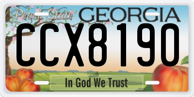 GA license plate CCX8190