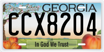 GA license plate CCX8204