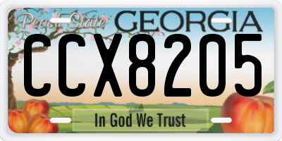 GA license plate CCX8205
