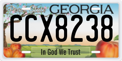 GA license plate CCX8238