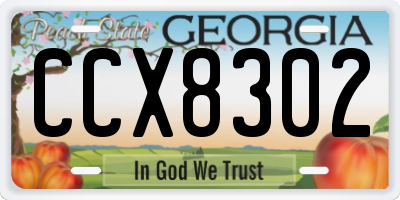 GA license plate CCX8302