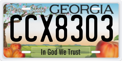 GA license plate CCX8303