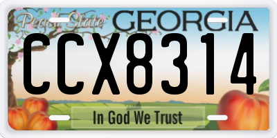 GA license plate CCX8314