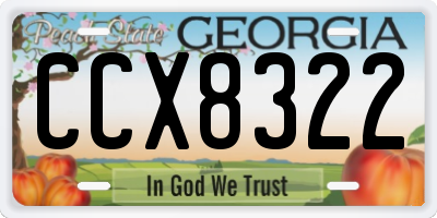 GA license plate CCX8322