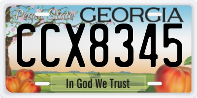 GA license plate CCX8345
